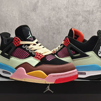 Mid Top Sneakers, Black Red Yellow Colorway, Lace Up Design, Casual Gift for Sneaker Fans