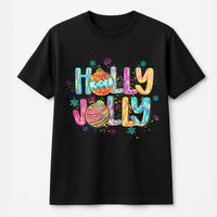 Retro Colorful Holiday Ornament Graphic Tee, Holly Jolly Christmas T-Shirt, Vintage Xmas Tree T-Shirt, Merry Christmas Graphic Top