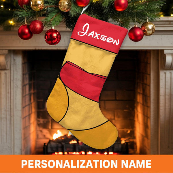 Adorable Bear Holiday Stocking, Cartoon Bear Christmas Stocking, Personalized Christmas Stocking, Festive Winter Stocking, Cu