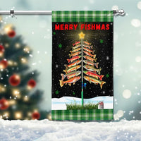 Fishing Christmas Tree Holiday Flag, Merry Fishmas Garden Flag, Double-Sided Fisherman Xmas Flag, Angler Outdoor Lawn Banner Decor