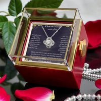 Holiday Mother Knot Necklace with Message Card, Christmas Love Knot Necklace for Mom, White Gold Finish Love Knot Jewelry, Xmas Present
