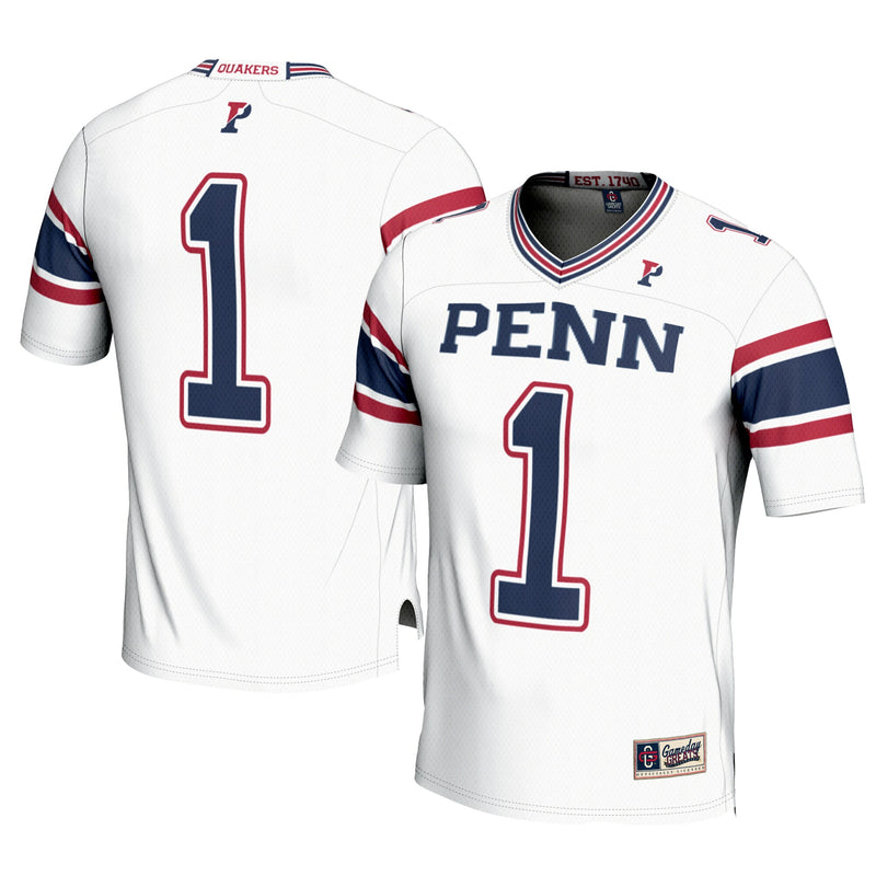 #1 Pennsylvania Quakers Football Jersey - White