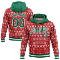 Personalized Name and Number Holiday Hoodie, Custom Christmas Sweater Sports Hoodie, Ugly Sweater Team Fleece Sweatshirt Present