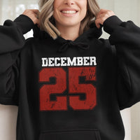 Vintage Distressed Christmas Sweatshirt, December 25 Christmas Hoodie, Retro Red Text Christmas Hoodie, Holiday Xmas Pullover, Winter Present