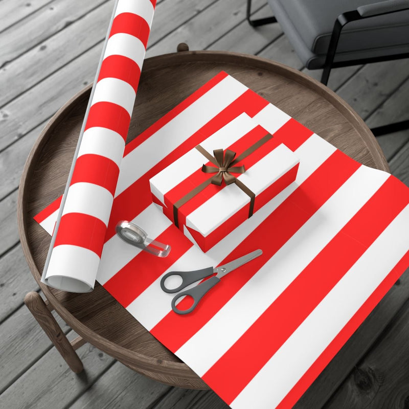 Candy Cane Stripe Gift Wrap, Red and White Striped Wrapping Paper, Classic Holiday Gift Wrapping Paper, Festive Christmas Paper Roll