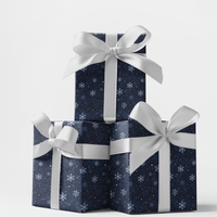 Navy Blue Snowflake Gift Wrap, Midnight Snowfall Gift Wrapping Paper, Winter Holiday Wrapping Paper, Christmas Present Roll