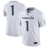 #1 White Michigan State Spartans Football Game Jersey