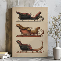 Victorian Winter Sledding Scene Canvas Print, Vintage Horse Sleigh Canvas Wall Art, Antique Christmas Canvas Art
