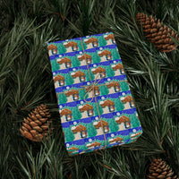 Winter Cabin Snowman Gift Wrap, Snowman Wrapping Paper, Retro Snowman Gift Wrapping Paper, Adorable Holiday Wrapping Paper, Christmas Gift Wrap