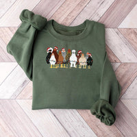 Festive Holiday Lights Chicken Crewneck, Christmas Chicken Sweatshirt, Humorous Farmer Xmas Sweater, Farm Animal Pullover, Chicken Lover Present
