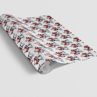 Ice Hockey Gift Wrap, Santa Hockey Christmas Wrapping Paper, Sporty Skating Santa Present Paper, Winter Sports Holiday Wrap, Fan Gift Wrap
