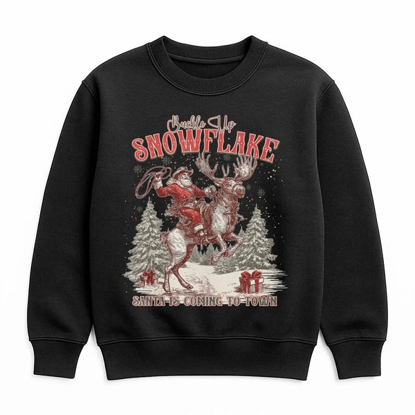 Western Christmas Graphic Crewneck, Cowboy Santa Reindeer Sweatshirt, Retro Country Holiday Sweater, Rodeo Xmas Pullover Pres
