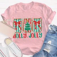 Personalized Family Name Holiday Shirt, Custom Christmas Tree Bow T-Shirt, Adorable Coquette Christmas Tree Tee, Xmas Family Matching T-Shirt