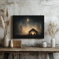 Star of Bethlehem Canvas Print, Nativity Scene Canvas Wall Art, Religious Christmas Manger Wall Decor, Christian Holiday Home Decor Present
