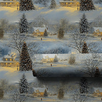 Snowy Landscape Christmas Gift Wrap, Winter Cottage Wrapping Paper, Comfy Cabin Holiday Wrapping Paper, Traditional Noel Wrapping Paper