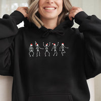 Humorous Ugly Holiday Graphic Hooded Sweatshirt, Dancing Skeleton Christmas Hoodie, Spooky Xmas Skeleton Hoodie, Winter Holiday Apparel