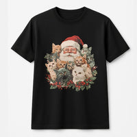 Vintage Cat Christmas Graphic Tee, Retro Santa Claus and Kittens T-Shirt, Adorable Spooky-Free Holiday Kitten Shirt, Cat Lovers Present