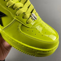 Low Top Sneakers, Neon Green Black Colorway, Lace Up Design, Casual Gift for Sneaker Fans