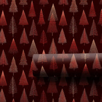 Burgundy Christmas Gift Wrap, Modern Gold Tree Wrapping Paper, Elegant Geometric Holiday Wrapping Paper