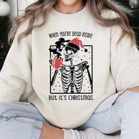 Humorous Skeleton Sweatshirt, Dead Inside but It's Christmas Sweatshirt, Sarcastic Holiday Sweatshirt, Edgy Skeleton Jumper, Winter Xmas Present