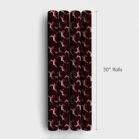 Maroon Christmas Gift Wrap, Pink Leaping Reindeer Wrapping Paper, Watercolor Antler Holiday Wrapping Paper, Elegant Winter Gift Wrap Roll