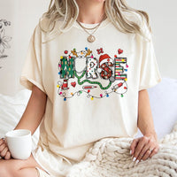 Festive Stethoscope Nurse Tee, Christmas Nurse T-Shirt, Registered Nurse Xmas Shirt, Nursing Student Holiday T-Shirt, RN Medical Staff Present