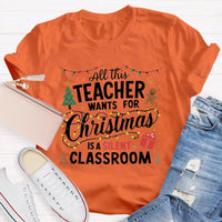 Humorous Holiday Educator Graphic Tee, Silent Classroom Teacher Christmas Shirt, Xmas School Humor T-Shirt, Winter Teacher Present