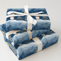 Adorable Scarf Mouse Gift Wrap, Winter Mouse Christmas Wrapping Paper, Watercolor Holiday Wrapping Paper, Snowy Night Animal Gift Wrap Roll