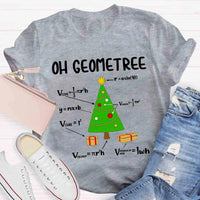 Humorous Geometry Pun Xmas Tree Shirt, Oh Geometree Math Christmas T-Shirt, Math Teacher Holiday Tee, Student Math Humor Shirt Present