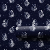 Navy Blue St Nick Holiday Gift Wrap, Vintage Santa Claus Christmas Wrapping Paper, Retro Santa Wrapping Paper Roll, Xmas Present Wrap