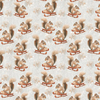 Winter Woodland Gift Wrap, Snowboarding Squirrel Wrapping Paper, Adorable Animal Christmas Wrapping Paper, Holiday Sports Present Wrap Roll