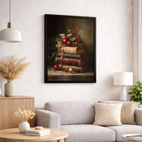 Holly Berries Canvas Print, Vintage Christmas Book Canvas Art, Still Life Holiday Canvas, Winter Wall Art Canvas, Festive Seasonal Present
