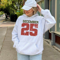 Vintage Distressed Christmas Sweatshirt, December 25 Christmas Hoodie, Retro Red Text Christmas Hoodie, Holiday Xmas Pullover, Winter Present