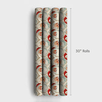 Retro Christmas Gift Wrap, Vintage Santa Claus Faces Wrapping Paper, Classic Holiday Wrapping Paper, Nostalgic Santa Present Paper Roll