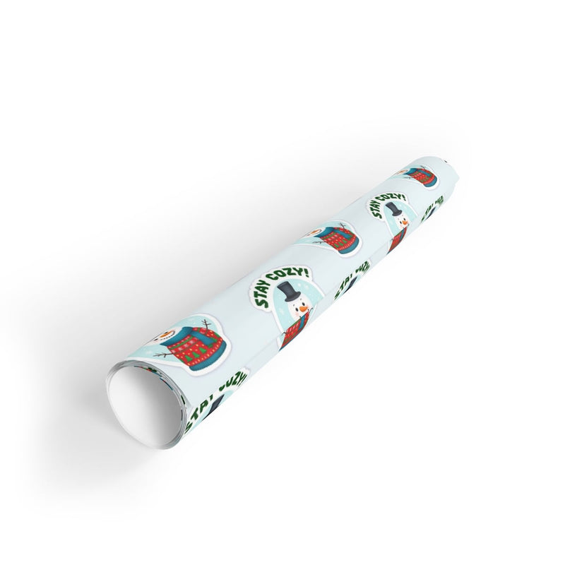 Adorable Snowman Gift Wrap, Stay Comfy Snowman Wrapping Paper, Festive Christmas Wrapping Paper, Winter Holiday Gift Wrap, Holiday Present Paper