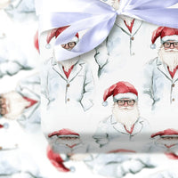 Scientist Christmas Gift Wrap, Doctor Santa Wrapping Paper, Medical Professional Holiday Wrapping Paper, Lab Coat Santa Gift Wrap Paper