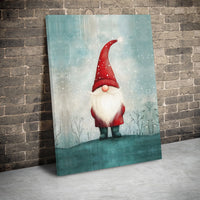 Snowy Winter Landscape Canvas Print, Christmas Gnome Canvas Wall Art, Holiday Gnome Canvas Decor, Festive Christmas Season Wall Art