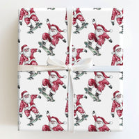 Playful Watercolor Skater Gift Wrap, Skateboarding Santa Wrapping Paper, Humorous Santa on Skateboard Wrapping Paper, Christmas Gift Wrap Roll