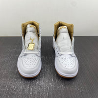 Retro High Top Sneakers, White Gold Colorway, Lace Up Design, Casual Gift for Sneaker Fans
