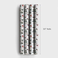 Sledding Kids Holiday Gift Wrap, Winter Skiing Christmas Wrapping Paper, Whimsical Snow Day Gift Wrapping Paper, Rustic Winter Present Paper