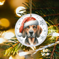 Adorable Dog Holiday Ceramic Keepsake, Beagle Santa Hat Christmas Ornament, Puppy Pet Tree Decoration, Dog Mom Xmas Tree Ornament Present