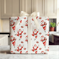 Christmas Sports Wrapping Paper, Football Santa Wrapping Paper, Watercolor Holiday Gift Wrapping Paper, Game Day Xmas Gift Wrap Paper