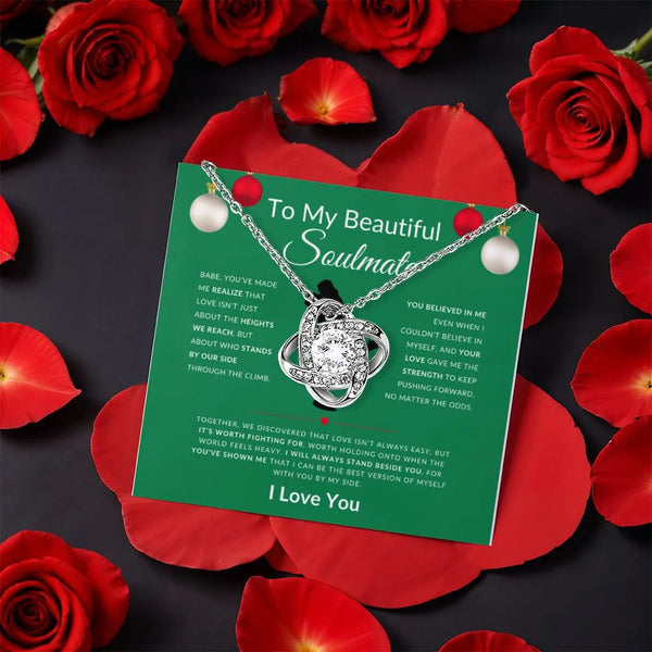 Romantic Rose Box Crystal Necklace, Soulmate Love Knot Necklace, Forever Love Knot Pendant Necklace, Anniversary Christmas Pr
