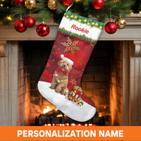 Custom Pet Photo Holiday Stocking, Personalized Dog Christmas Stocking, Name Velboa Animal Stocking, Dog Lover Xmas Decor, Pet Holiday Present