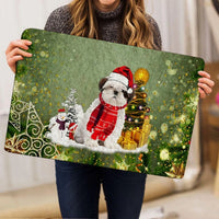 Christmas Tree Dog Doormat, Shih Tzu Christmas Doormat, Holiday Entryway Doormat, Dog Lover Welcome Mat, Winter Porch Floor Decor Present