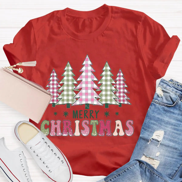 Pink Bow Aesthetic Holiday Graphic Tee, Coquette Christmas Tree T-Shirt, Girly Winter Vacation Shirt, Vintage Christmas Prese