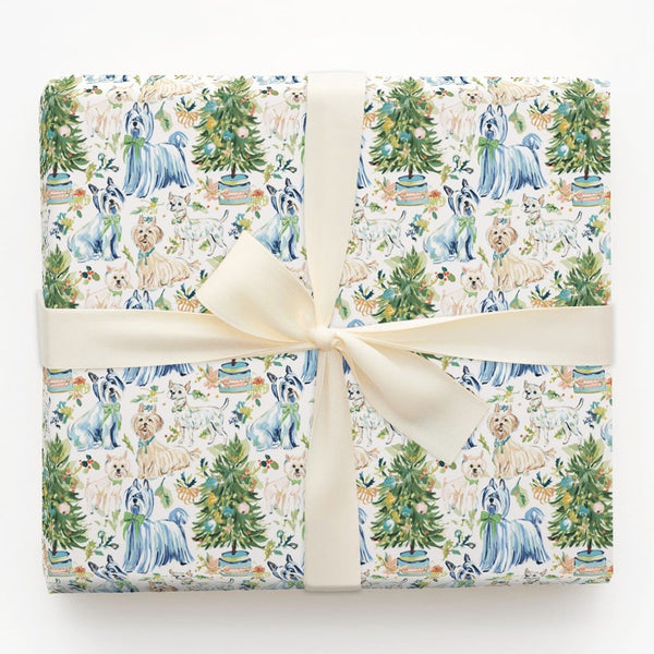 Watercolor Holiday Gift Wrap, Terrier Dog Christmas Wrapping Paper, Scottish Terrier Present Paper, Adorable Dog Lover Holida