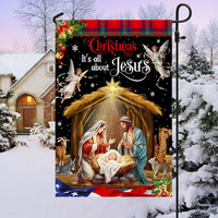 Its All About Jesus Holy Family Yard Flag, Christmas Nativity Garden Flag, Christian Holiday Outdoor Flag, Double-Sided Religious Decor