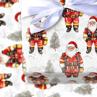 First Responder Christmas Gift Wrap, Firefighter Santa Wrapping Paper, Winter Santa Gift Wrapping Paper, Fire Dept Holiday Gift Wrap
