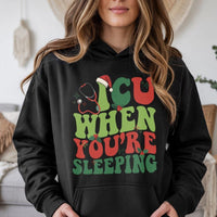 Holiday Stethoscope Nurse Hoodie, ICU Nurse Christmas Hoodie, Humorous RN Medical Sweatshirt, Winter Healthcare Hoodie, Christmas Nurse Present